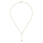 Layered Y Necklace 14K Yellow Gold Diamond and Pearl - NK5963Y45PL-Gabriel & Co.-Renee Taylor Gallery