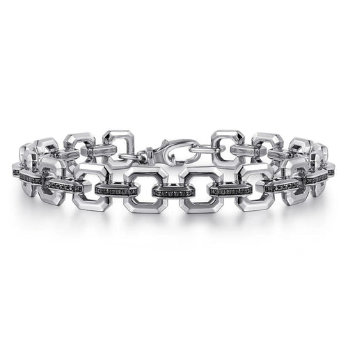Gabriel & Co Link Chain Bracelet 925 Sterling Silver Black Spinel - Contemporary Collection - TBM4825-8SVJBS-Gabriel & Co.-Renee Taylor Gallery