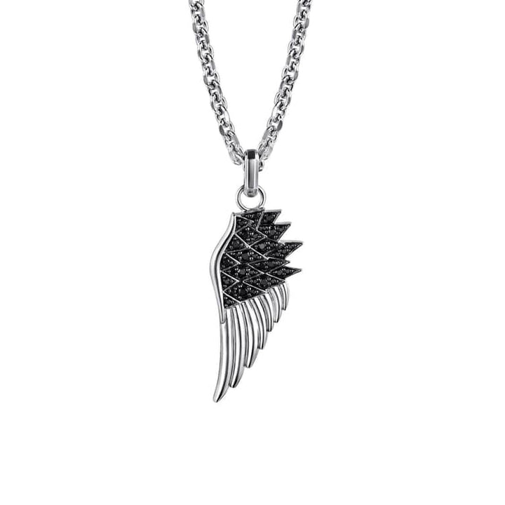 Wing Pendant Necklace 925 Sterling Silver Black Spinel - NKM2139-22SVJBS-Gabriel & Co.-Renee Taylor Gallery