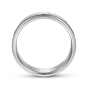 14K White Gold 6mm - Hammered Men's Wedding Band - MBM0157-60W4JJJ-Gabriel & Co.-Renee Taylor Gallery