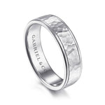 14K White Gold 6mm - Hammered Men's Wedding Band - MBM0157-60W4JJJ-Gabriel & Co.-Renee Taylor Gallery