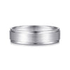 14K White Gold 6mm - Beveled Edge Men's Wedding Band in Satin Finish - MBM0109-60W4JJJ-Gabriel & Co.-Renee Taylor Gallery