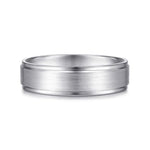 14K White Gold 6mm - Beveled Edge Men's Wedding Band in Satin Finish - MBM0109-60W4JJJ-Gabriel & Co.-Renee Taylor Gallery