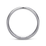 14K White Gold 6mm - Beveled Edge Men's Wedding Band in Satin Finish - MBM0109-60W4JJJ-Gabriel & Co.-Renee Taylor Gallery