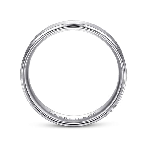 14K White Gold 6mm - Beveled Edge Men's Wedding Band in Satin Finish - MBM0109-60W4JJJ-Gabriel & Co.-Renee Taylor Gallery