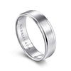 14K White Gold 6mm - Beveled Edge Men's Wedding Band in Satin Finish - MBM0109-60W4JJJ-Gabriel & Co.-Renee Taylor Gallery