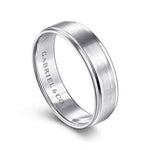 14K White Gold 6mm - Beveled Edge Men's Wedding Band in Satin Finish - MBM0109-60W4JJJ-Gabriel & Co.-Renee Taylor Gallery