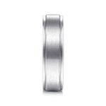 14K White Gold 6mm - Beveled Edge Men's Wedding Band in Satin Finish - MBM0109-60W4JJJ-Gabriel & Co.-Renee Taylor Gallery