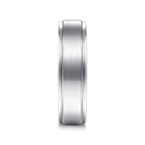 14K White Gold 6mm - Beveled Edge Men's Wedding Band in Satin Finish - MBM0109-60W4JJJ-Gabriel & Co.-Renee Taylor Gallery