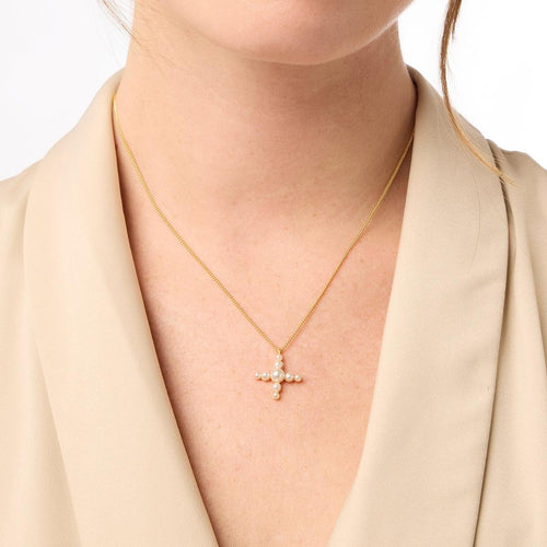 Gumdrop Cross Delicate Necklace-Pearl - N567GPL00-Julie Vos-Renee Taylor Gallery