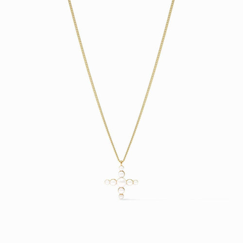 Gumdrop Cross Delicate Necklace-Pearl - N567GPL00-Julie Vos-Renee Taylor Gallery