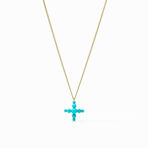 Gumdrop Cross Delicate Necklace-Turquoise Blue - N567GTQ00-Julie Vos-Renee Taylor Gallery