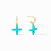 Gumdrop Cross Hoop & Charm Earrings-Turquoise Blue - ER1002GTQ00-Julie Vos-Renee Taylor Gallery