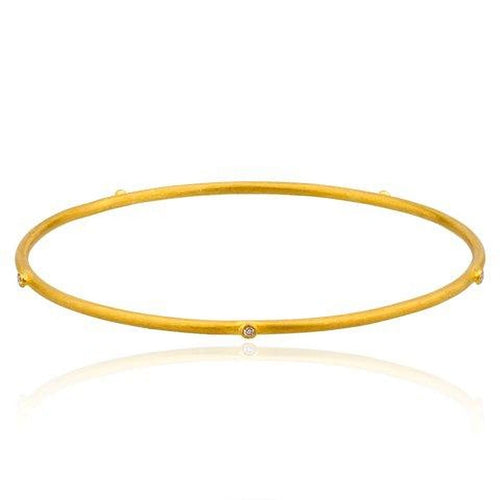 24K Thin Bangle with Diamonds, 2MM by Lika Behar