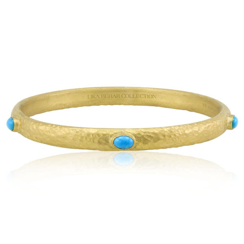 Hammered Bangle with Turquoise Sleeping Beauty by Lika Behar