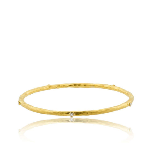 Hammered Bangle with Diamond by Lika Behar