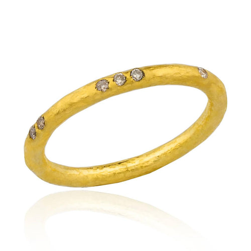 Hammered Band with Diamond Cham by Lika Behar