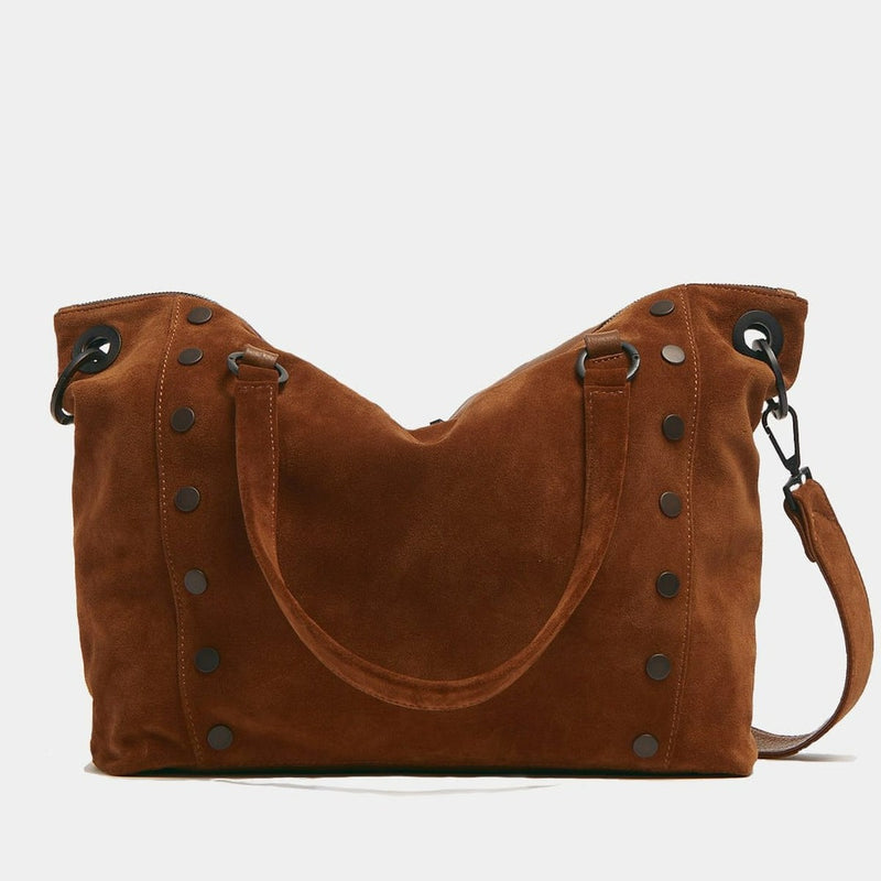 Daniel Large Tote Handbag- Mahogany Suede Bronze-Hammitt-Renee Taylor Gallery