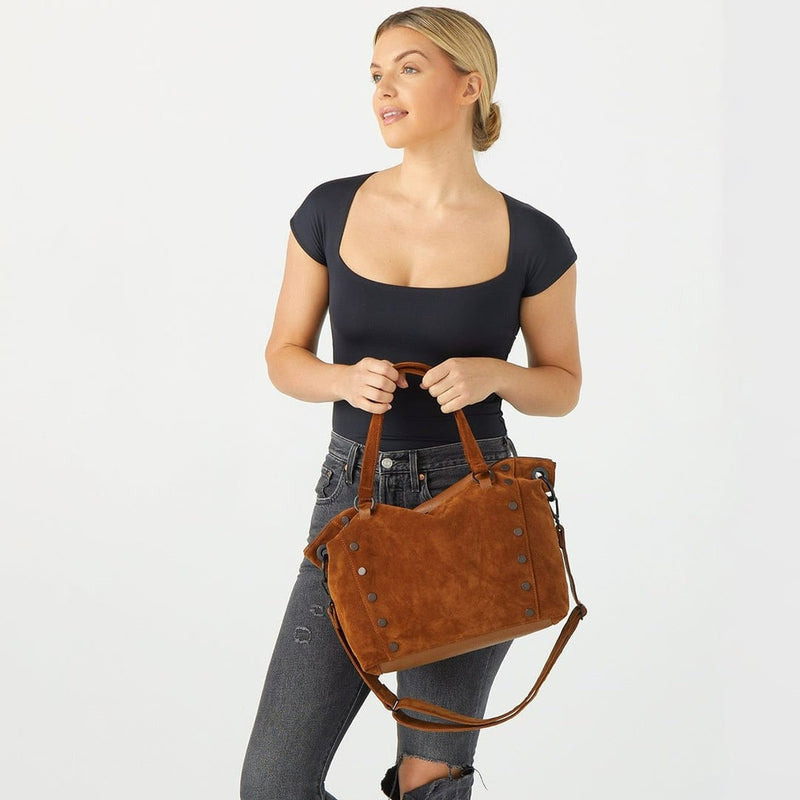 Daniel Large Tote Handbag- Mahogany Suede Bronze-Hammitt-Renee Taylor Gallery