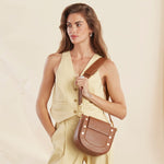 Kayce Medium Saddle Bag - Kayce Mahogany Pebble BG-Hammitt-Renee Taylor Gallery