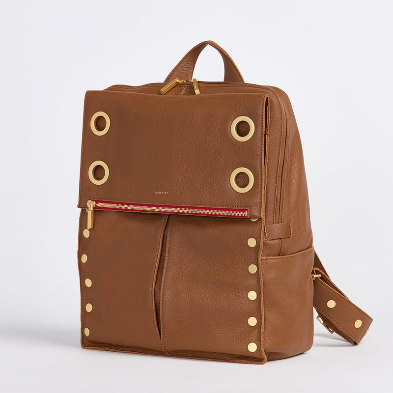 MONTANA BACKPACK XL - Mahogany Pebble/Brushed Gold Red Zip-Hammitt-Renee Taylor Gallery