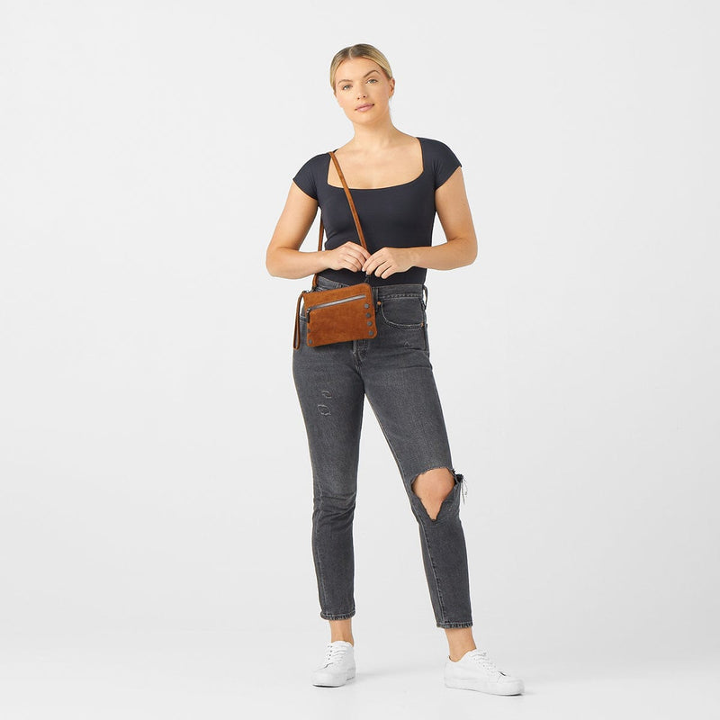 Nash Small Handbag - Nash Small Mahogany Suede BZ-Hammitt-Renee Taylor Gallery
