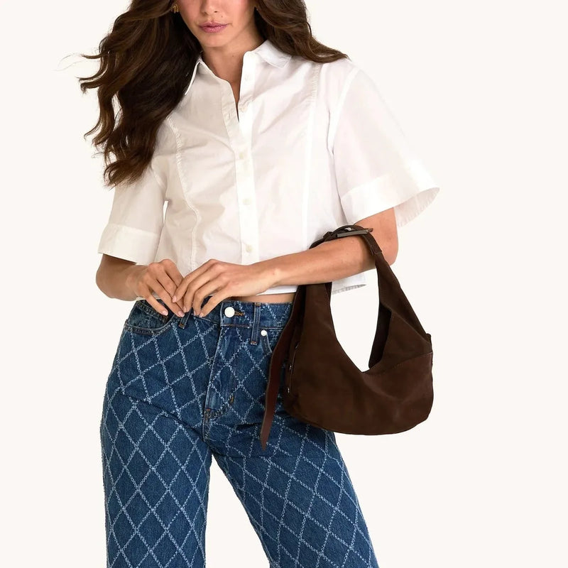 TOM ZIP MED - Belted Suede/Gunmetal-Hammitt-Renee Taylor Gallery