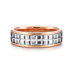 14K White-Rose Gold 7mm - Square Inlay Men's Two Tone Wedding Band - MBM0207-70T4JJJ-Gabriel & Co.-Renee Taylor Gallery