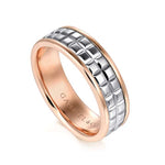 14K White-Rose Gold 7mm - Square Inlay Men's Two Tone Wedding Band - MBM0207-70T4JJJ-Gabriel & Co.-Renee Taylor Gallery