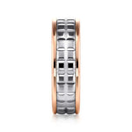 14K White-Rose Gold 7mm - Square Inlay Men's Two Tone Wedding Band - MBM0207-70T4JJJ-Gabriel & Co.-Renee Taylor Gallery