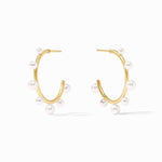 Hydra Stone Hoop Earrings-Pearl - HP121GPL-Julie Vos-Renee Taylor Gallery