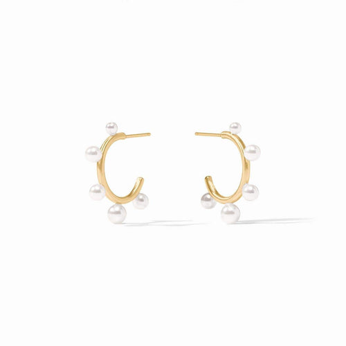 Hydra Stone Hoop Earrings-Pearl - HP121GPL-Julie Vos-Renee Taylor Gallery
