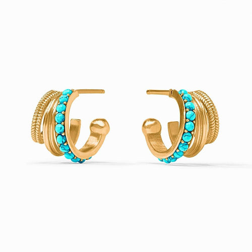 Hydra Triple Hoop Earrings-Turquoise Blue - HP120GTQ00-Julie Vos-Renee Taylor Gallery