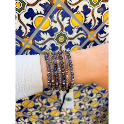 7 Strand Iolite & Chocolate Moonstone Bracelet-Carol Kahn-Renee Taylor Gallery