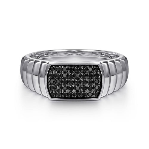 Sterling Silver Black Spinel Mens Ring in High Polished Finish - MR20051SVJBS-Gabriel & Co.-Renee Taylor Gallery