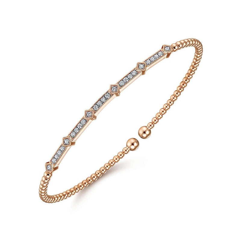 14k Rose Gold Diamond Bangle - BG4337-62K45JJ