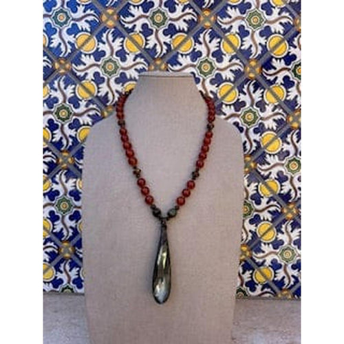 Carnelian & Crystal Necklace-Carol Kahn-Renee Taylor Gallery