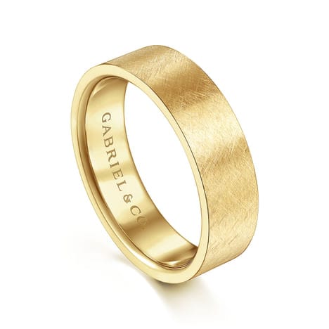 14K Yellow Gold 6mm - Men's Wedding Band in Brushed Finish - MBM0137-60Y4JJJ-Gabriel & Co.-Renee Taylor Gallery
