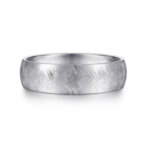 14K White Gold 6mm - Men's Wedding Band in Diamond Brush Finish - MBM0104-60W4JJJ-Gabriel & Co.-Renee Taylor Gallery