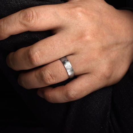 14K White Gold 6mm - Men's Wedding Band in Diamond Brush Finish - MBM0104-60W4JJJ-Gabriel & Co.-Renee Taylor Gallery