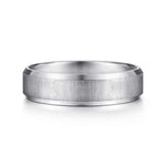 14K White Gold 6mm - Beveled Edge Satin Finish Men's Wedding Band - MBM0126-60W4JJJ-Gabriel & Co.-Renee Taylor Gallery