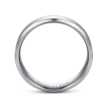 14K White Gold 6mm - Beveled Edge Satin Finish Men's Wedding Band - MBM0126-60W4JJJ-Gabriel & Co.-Renee Taylor Gallery