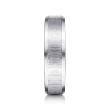 14K White Gold 6mm - Beveled Edge Satin Finish Men's Wedding Band - MBM0126-60W4JJJ-Gabriel & Co.-Renee Taylor Gallery
