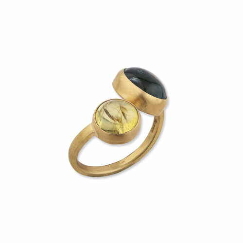 Jellybonbon Toi Et Moi Green & Yellow Tourmaline Ring by Lika Behar