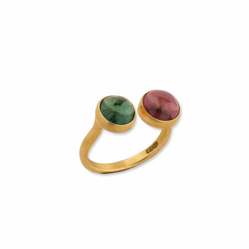Jellybonbon Toi Et Moi Green Pink Tourmaline Ring by Lika Behar