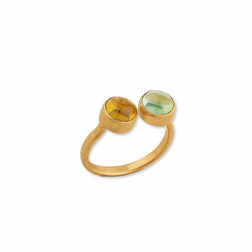 Jellybonbon Toi Et Moi Green Yellow Tourmaline Ring by Lika Behar