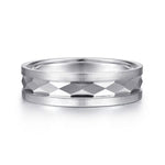 14K White Gold 6mm - Diamond Cut Men's Wedding Band in Satin Finish - MBM0158-60W4JJJ-Gabriel & Co.-Renee Taylor Gallery