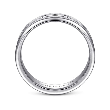 14K White Gold 6mm - Diamond Cut Men's Wedding Band in Satin Finish - MBM0158-60W4JJJ-Gabriel & Co.-Renee Taylor Gallery