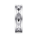 14K White Gold 6mm - Diamond Cut Men's Wedding Band in Satin Finish - MBM0158-60W4JJJ-Gabriel & Co.-Renee Taylor Gallery