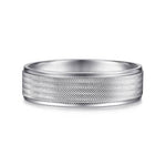 14K White Gold 6mm - Men's Wedding Band in Brushed Finish - MBL0102-60W4JJJ-Gabriel & Co.-Renee Taylor Gallery